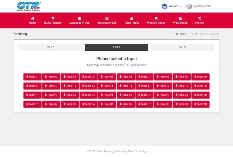 OTP IELTS Speaking Topic